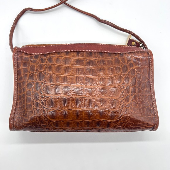 BRAHMIN Vintage Alligator Crossbody Bag Womens Brown Leather Embossed Crocodile - Picture 3 of 16